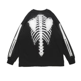 Men Hoodie Dark Style Skeleton Reflective Printed Sweater Men's Loose round Neck Long Sleeve