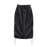 Women Skirt Retro Workwear Denim Long Skirts Female Spring and Autumn Skirt