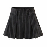 Women Skirt Retro College Style Striped Skirt Ins