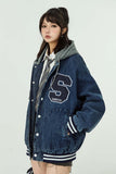 Unisex Jacket Autumn Washed Denim Hooded Jacket Women's Clothing