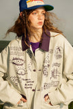 Unisex Jacket Autumn Vintage Color Matching Jacket Women's Clothing