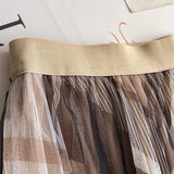 Women Skirt Spring/Summer Mesh Floral Print Pleated Skirt Skirt