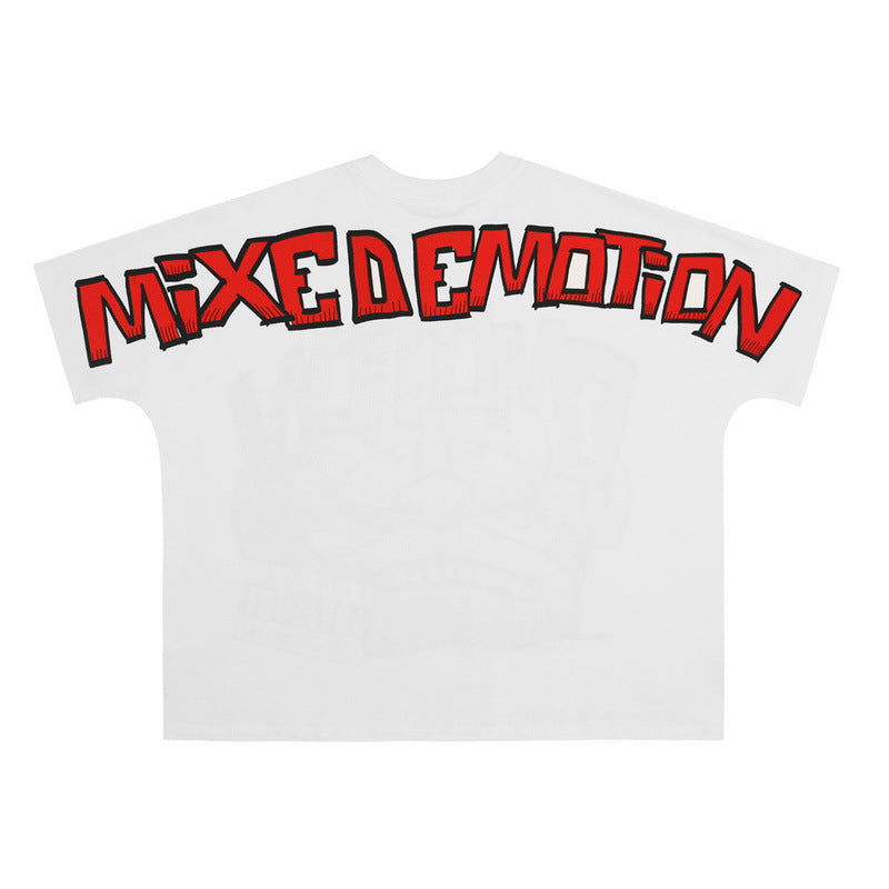 Mixed Emotion T-Shirt Crew Neck Loose Short Sleeve