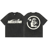 HS T Shirt Simple Distressed Star Portrait Printing Casual Loose