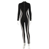 Women Jumpsuit Fashion Stitching Long Sleeve Sports Yoga Jumpsuit