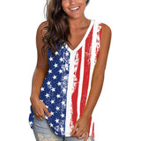 National Flag Day T Shirts Vest Female Loose Sleeveless T-shirt Independence Day