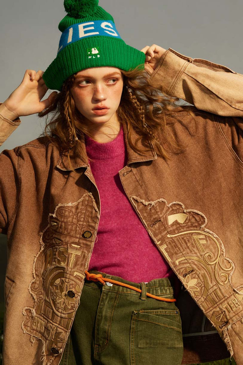 Unisex Jacket Autumn Vintage Hanging Dyed Coat Women's Clothing