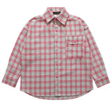 Men Long Sleeved T Shirt Letter Embroidered Street Lapel Long Sleeve Shirt Autumn Loose Fine Plaid Shirt