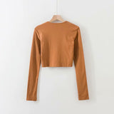 Women Skirt Crew Neck Slim-Fit Short Long Sleeve T-shirt Spring and Summer Suit