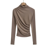 Women T-Shirt Bottoming Shirt T-shirt Slim Long Sleeve Top Women
