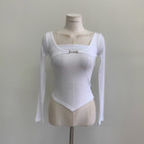 Women Long Sleeve Shirt Vest Long Sleeve Skinny Slimming Top