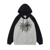 Men Hoodie Heart Spider Web Printed Hoodie