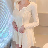 Women Long Sleeve Shirt Hooded Arc Jacket Women's Shorts