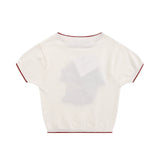 Women Sweater Short Knitted Women's Casual Summer round Neck Short Sleeves Exposed Navel