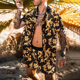 Men Shirt Summer Hip Hop Shorts Shirt Men Casual Suit