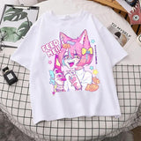 Women Oversized T-shirt Kawaii Goth Harajuku Music Girl Prin