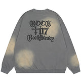 Men Hoodie Letter Printed round Neck Long Sleeve Men's Sweater Loose Top