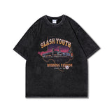 Men T Shirt Vintage Washed and Worn Casual Short Sleeve T-shirt