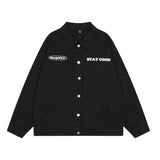 Men Denim Jacket Embroidered Letter Denim Jacket Men's Ins Loose Long Sleeve Jacket Top