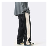 Men Sweatpants Men's Spring Sports Pants Stitching Wide-Leg Straight Pants