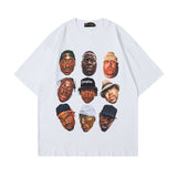 Men's T Shirt Printed round Neck Short Sleeve T-shirt Men's and Women's Retro Loose