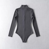 Women T-Shirt High Collar Half Zipper Stretch Slim Fit Long-Sleeved T-shirt
