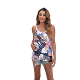 National Flag Day T Shirts Summer Loose Vest Independence Day Print