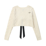 Women Sweater Short Sweater Girls Autumn Casual Twist Long Sleeve