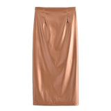 Women Skirt High Waist Slit Midi Skirt