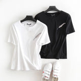 Women T-Shirt Short-Sleeved T-shirt Women round Neck White Base