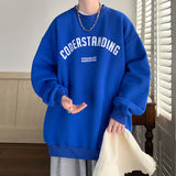 Men Hoodie round Neck Sweater Men's Autumn Letter Print Hong Kong Style All-Matching Loose