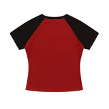 Women T-shirt Short Sleeve T-shirt Women's Raglan Sleeve Color Matching Summer round Neck