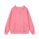 Men Hoodie Metal Decorative Loose Long Sleeve Pullover Hoodie Autumn