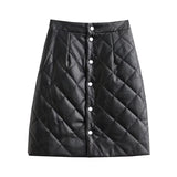 Women Skirt Winter Skirt Fashion PU Leather Skirt