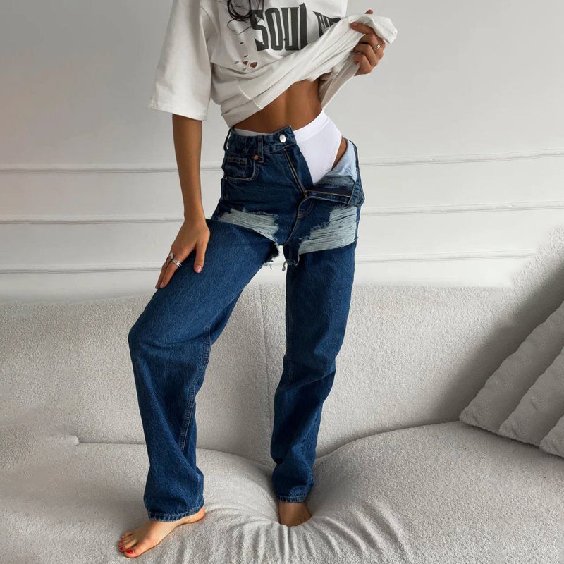 Women Jeans Women's Spring Baggy Straight Trousers