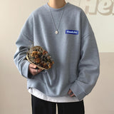 Men Hoodie Waffle Sweater Men's Spring and Autumn Crew Neck Coat Couple