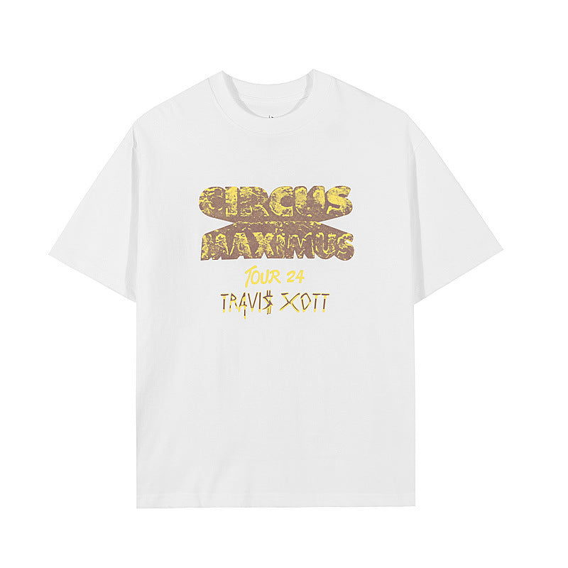 Travis Scott T-Shirt Travis Scott 24ssTOUR EUROPE Crew Neck Short Sleeve