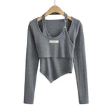 Women T-shirt Spring Summer Women's Wear Stitching Long Sleeve T-shirt Female