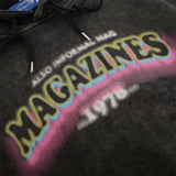 Men Hoodie Letter Printed Washed Distressed Hooded Sweater Men's Casual