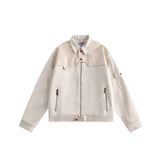 Unisex Jacket Autumn Fake Two Pieces Deerskin Leather-Patch Jacket Women's Clothing
