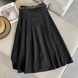 Women Skirt Autumn and Winter Woolen Skirt A- Line Dress Belt