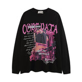 Men Long Sleeve Shirt Vintage Floral Print Long Sleeves Bottoming T-shirt Men and Women Loose