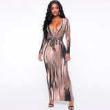 Women Desses Women's Clothing Fall V-neck Sexy Dress Printing