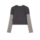 Women Long Sleeve T-Shirt Long Sleeve T-shirt Women's Autumn Color Contrast Short Top