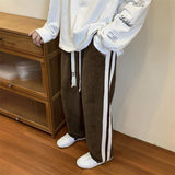 Men Sweatpants Autumn Loose Striped Casual Pants Straight Wide Leg