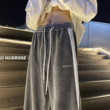 Men Sweatpants Corduroy Loose Straight Wide Leg Pants