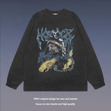 Men Long Sleeve Shirt Printed Autumn and Winter Washed Long Sleeve Bottoming T-shirt for Men and Women