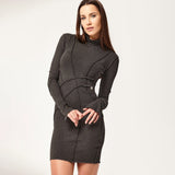 Women Desses Skirt Long Sleeve Narrow Stitching Pile Dress