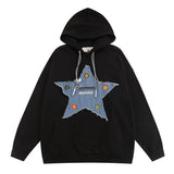 Men Hoodie Five-Pointed Star Patch Pocket Hooded Sweater