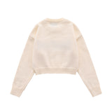 Women Sweater Short Sweater for Girls Loose-Fitting Casual round-Neck Sweater